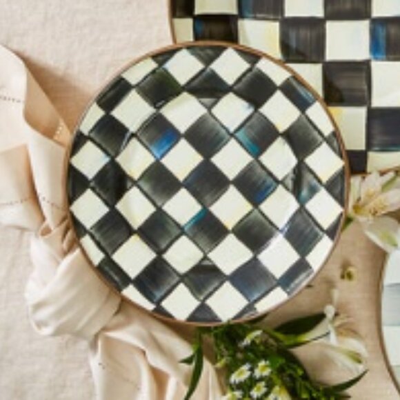 SET OF 4 MacKenzie-Childs Courtly Check Salad Dessert Plates - Picture 4 of 5